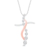 Thumbnail Image 1 of Diamond Cross Necklace 1/4 ct tw Round 10K Rose Gold/Sterling Silver