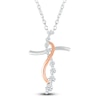 Thumbnail Image 2 of Diamond Cross Necklace 1/4 ct tw Round 10K Rose Gold/Sterling Silver