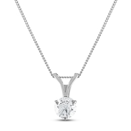 Certified Diamond Solitaire Necklace 1/4 ct tw Round 18K White Gold (SI2/I)