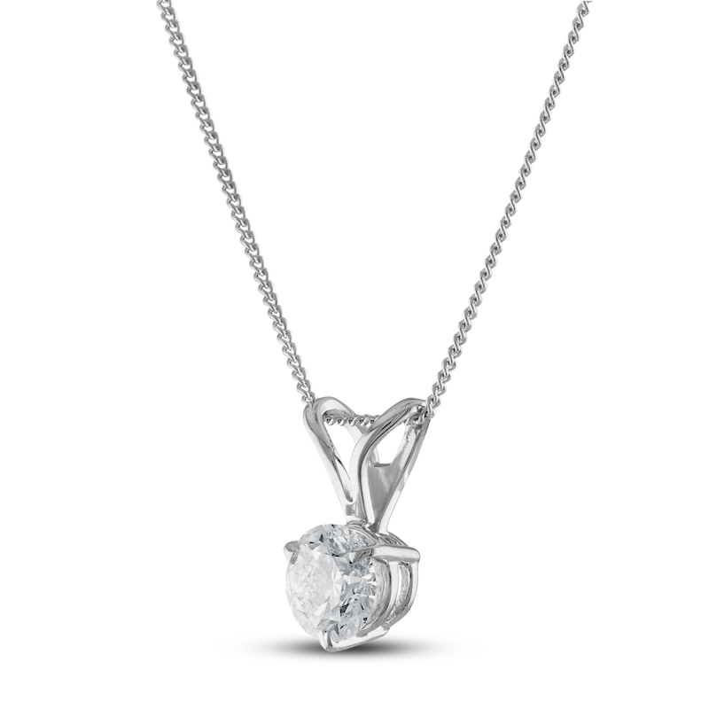 Main Image 2 of Certified Diamond Solitaire Necklace 1/4 ct tw Round 18K White Gold (SI2/I)