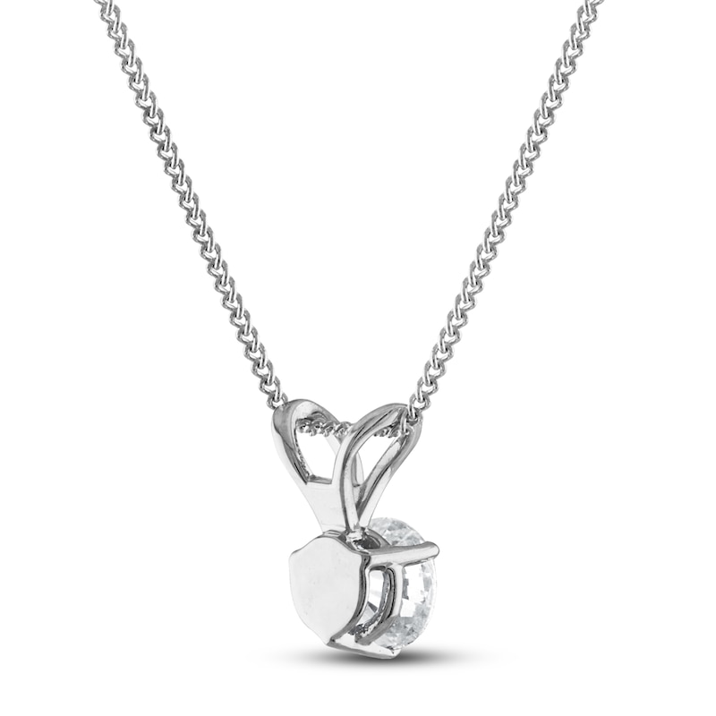 Main Image 3 of Certified Diamond Solitaire Necklace 1/2 ct tw Round 18K White Gold (SI2/I)