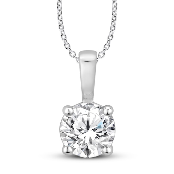 Diamond Soliatire Necklace, Round Diamond, 1 Carat, 18K White Gold