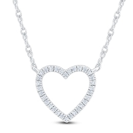 Diamond Heart Necklace 1/10 ct tw Round-cut 10K White Gold