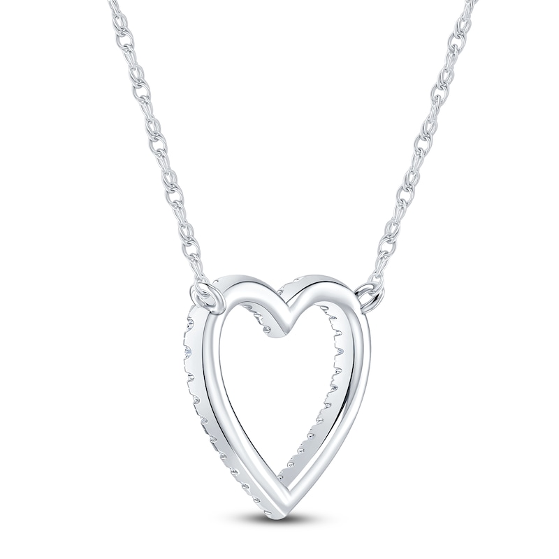 Main Image 4 of Diamond Heart Necklace 1/10 ct tw Round-cut 10K White Gold