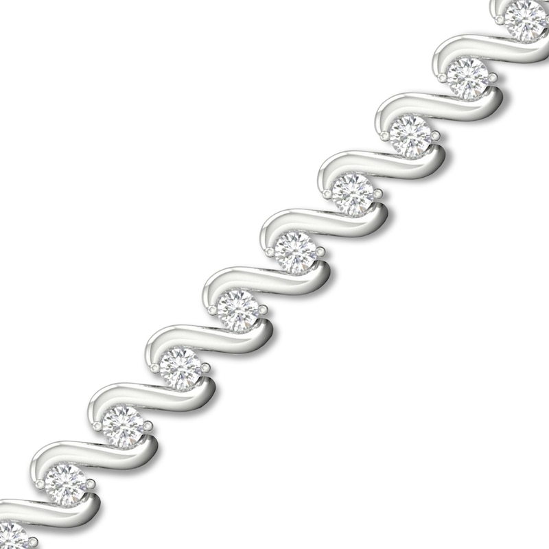 Main Image 2 of Lab-Created Diamond Tennis Bracelet 2 ct tw Round 14K White Gold