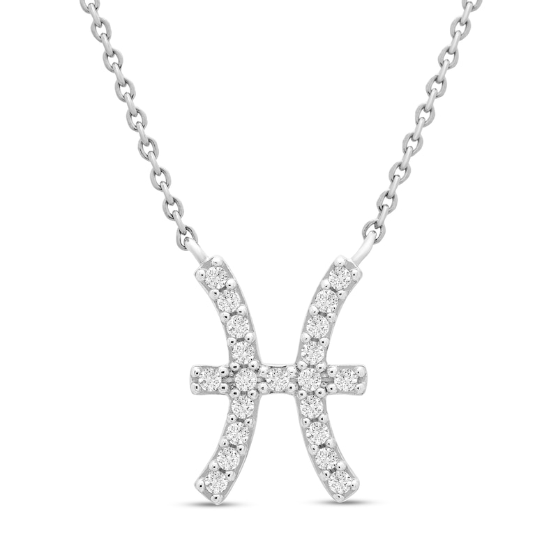 Diamond Letter L Pendant Necklace 1/10 ct tw Round 10K White Gold 18