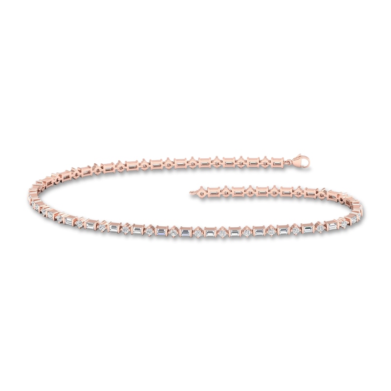 Diamond Tennis Bracelet 1/2 ct tw Round/Baguette-Cut 10K Rose Gold