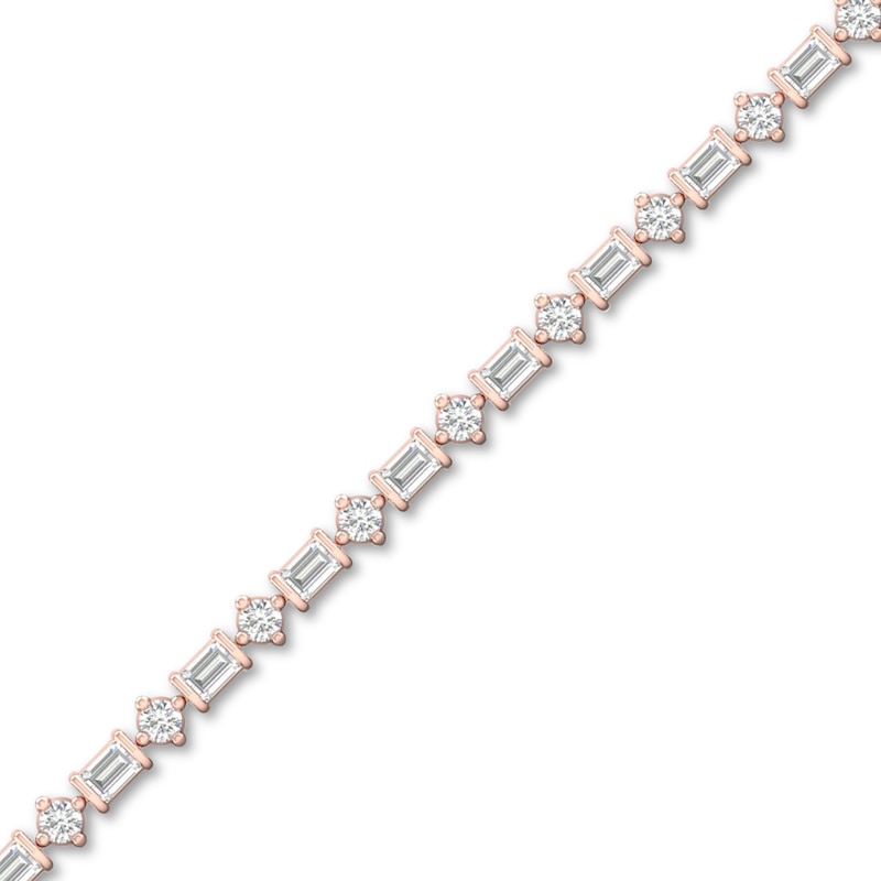 Main Image 2 of Diamond Tennis Bracelet 1/2 ct tw Round/Baguette-Cut 10K Rose Gold