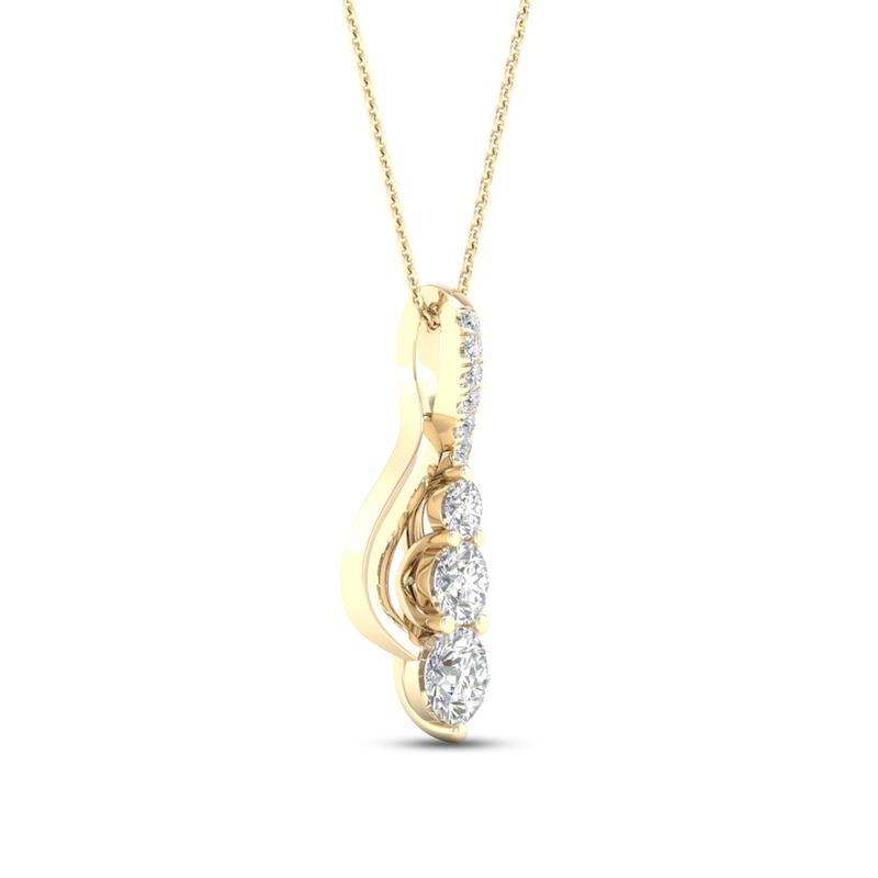 Main Image 3 of Diamond Necklace 1/2 ct tw Round 10K Yellow Gold