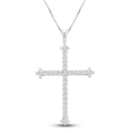 Diamond Cross Necklace 1 ct tw Round 14K White Gold
