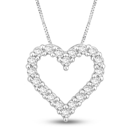 Diamond Heart Necklace 1/2 ct tw Round 14K White Gold