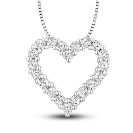Diamond Heart Pendant Necklace 1 ct tw Round 14K White Gold 18&quot;