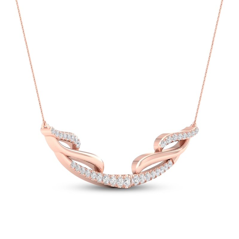 Main Image 2 of Diamond Necklace 1/5 ct tw Round 10K Rose Gold