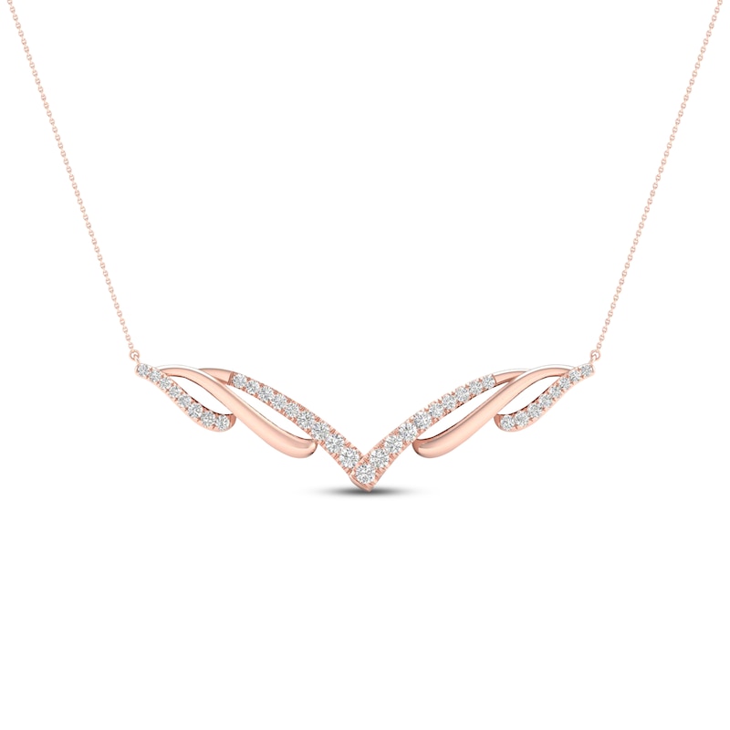 Main Image 3 of Diamond Necklace 1/5 ct tw Round 10K Rose Gold