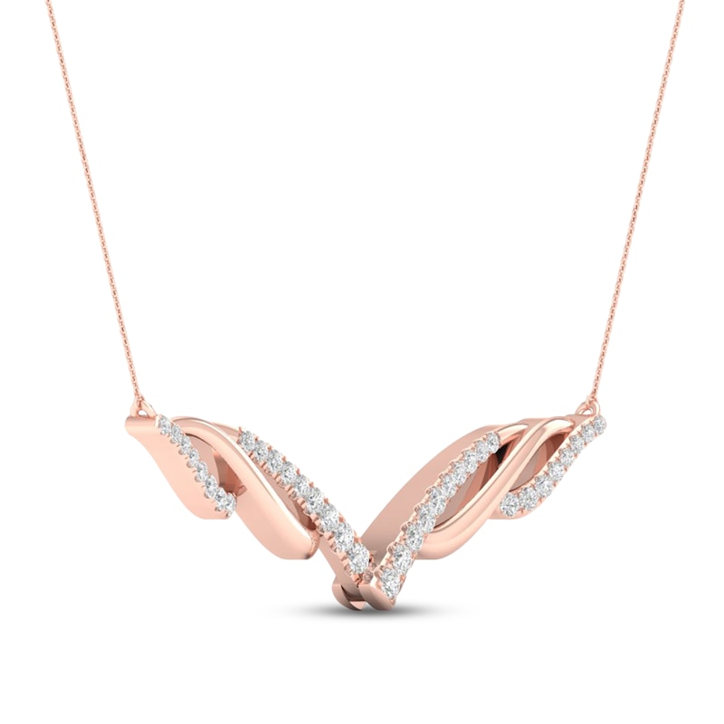 Main Image 4 of Diamond Necklace 1/5 ct tw Round 10K Rose Gold