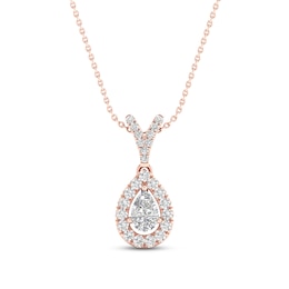 Diamond Necklace 1/4 ct tw Round/Pear-shaped 10K Rose Gold