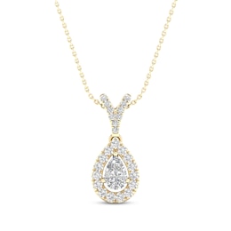 Diamond Necklace 1/4 ct tw Pear-shaped/Round 10K Yellow Gold