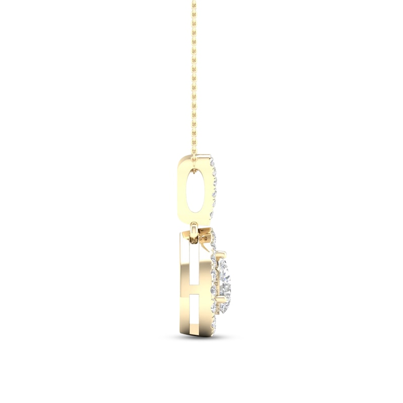 Main Image 3 of Diamond Necklace 1/4 ct tw Pear-shaped/Round 10K Yellow Gold