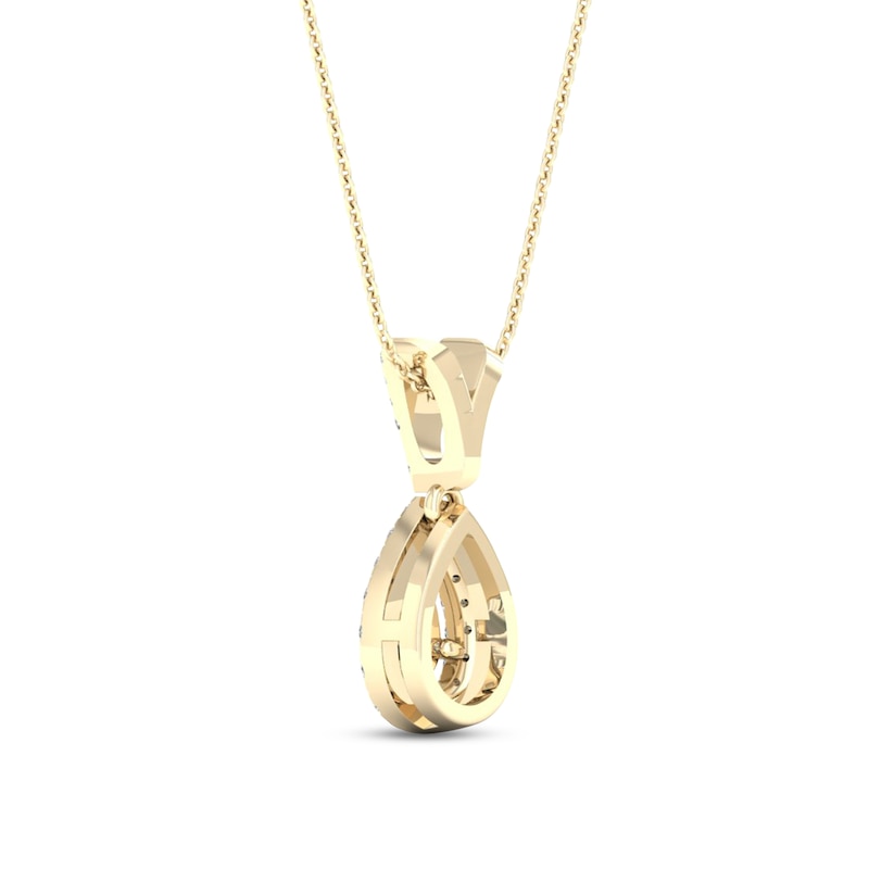 Main Image 4 of Diamond Necklace 1/4 ct tw Pear-shaped/Round 10K Yellow Gold