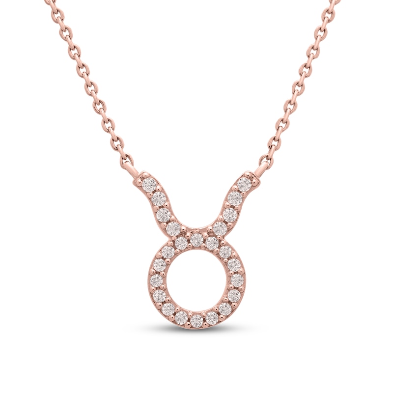 Diamond Taurus Necklace 1/10 ct tw 10K Rose Gold