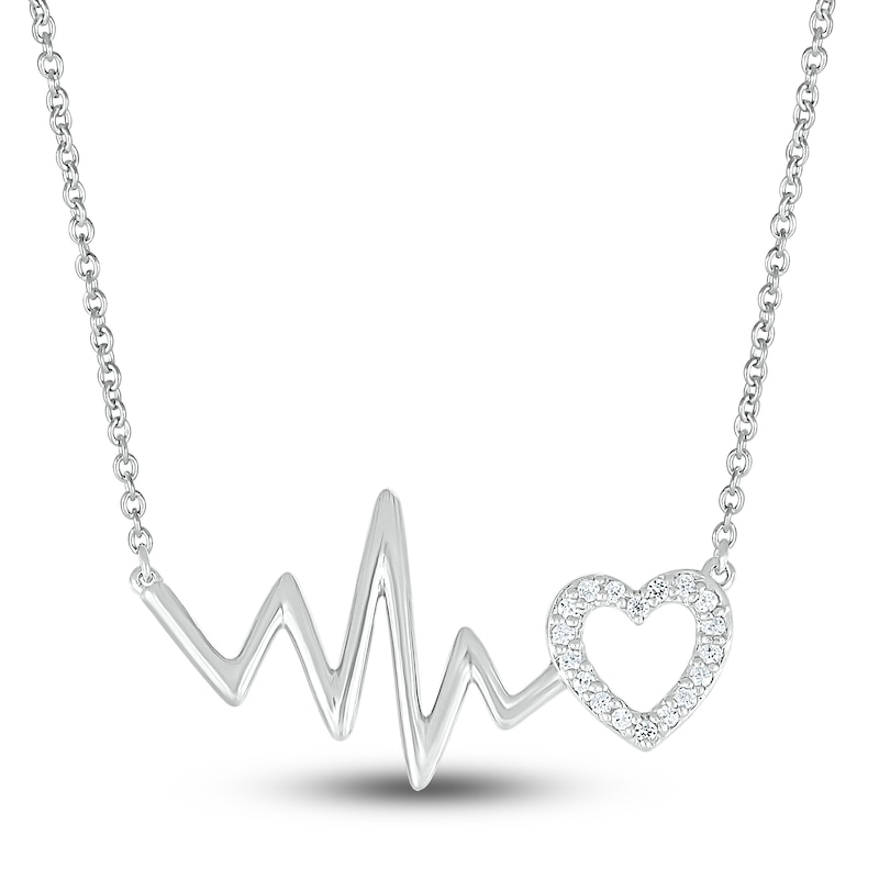 Heartbeat Necklace 1/20 ct tw Diamonds 10K White Gold