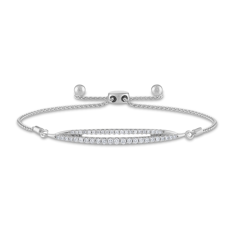 Diamond Bolo Bracelet 1/3 ct tw Round 10K White Gold 8"