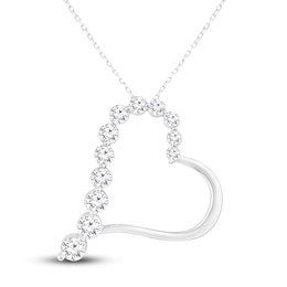 Diamond Heart Pendant Necklace 1/2 ct tw Round 10K White Gold 18&quot;