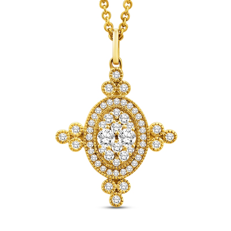 Main Image 1 of Diamond Pendant Necklace 3/4 ct tw Round 14K Yellow Gold