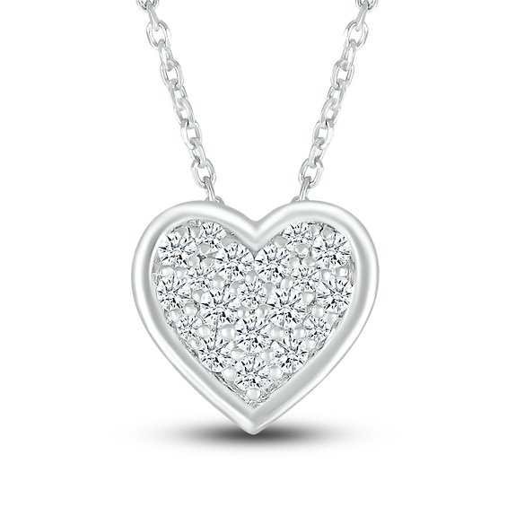 Lady's White 18 Karat LV Heart Pendant With 2Tw Round Diamonds