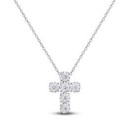 Diamond Cross Pendant Necklace 1 ct tw Round 14K White Gold 18&quot;