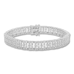 Diamond Tennis Bracelet 5 ct tw Round/Baguette 14K White Gold