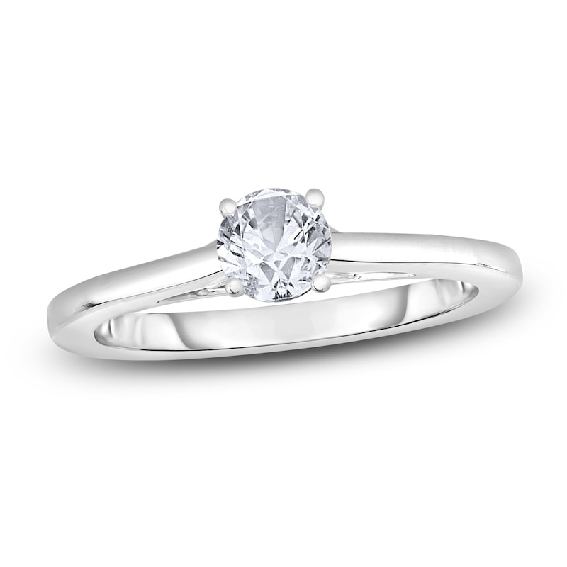 Main Image 1 of Diamond Solitaire Engagement Ring 1/2 ct tw Round 14K White Gold (I2/I)