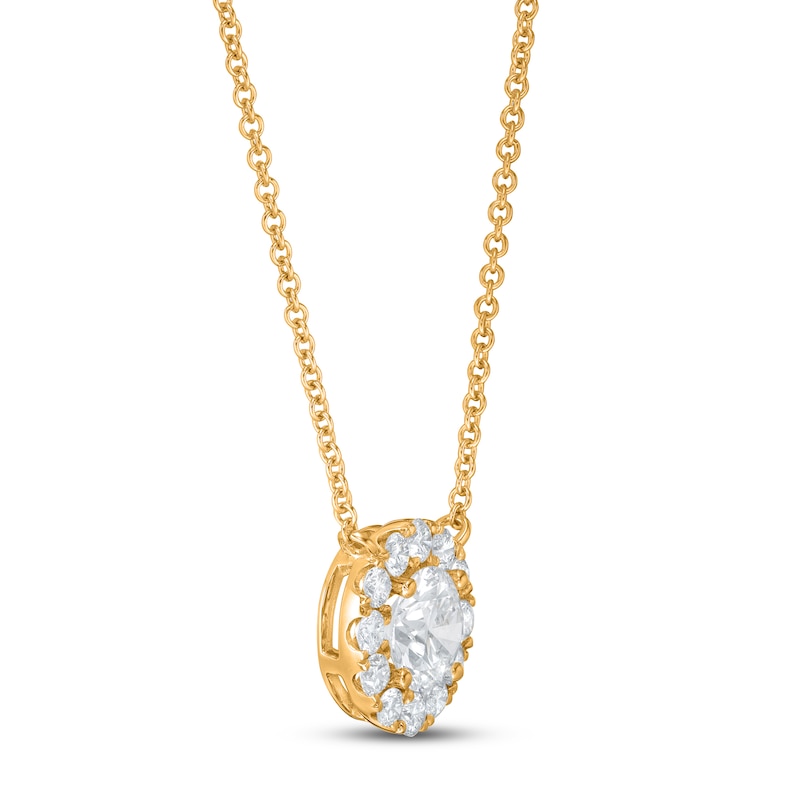 Main Image 2 of Lab-Created Diamond Necklace 1-1/8 ct tw Round 14K Yellow Gold