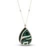 Thumbnail Image 1 of Natural Malachite Necklace 1-1/2 ct tw Diamonds 14K Yellow Gold