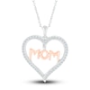 Thumbnail Image 0 of Diamond "MOM" Heart Pendant Necklace 1/4 ct tw Round Sterling Silver/10K Rose Gold 18"