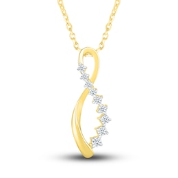 Diamond Infinity Twist Pendant Necklace 1/4 ct tw Round 10K Yellow Gold 18&quot;