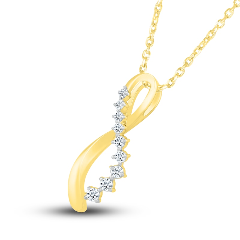 Diamond Infinity Twist Pendant Necklace 1/4 ct tw Round 10K Yellow Gold 18"