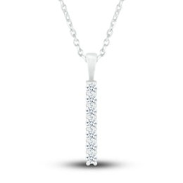 Diamond Pendant Necklace 1/4 ct tw Round 10K White Gold 18&quot;