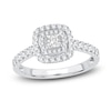 Thumbnail Image 1 of Diamond Double Halo Engagement Ring 3/4 ct tw Princess/Round 14K White Gold