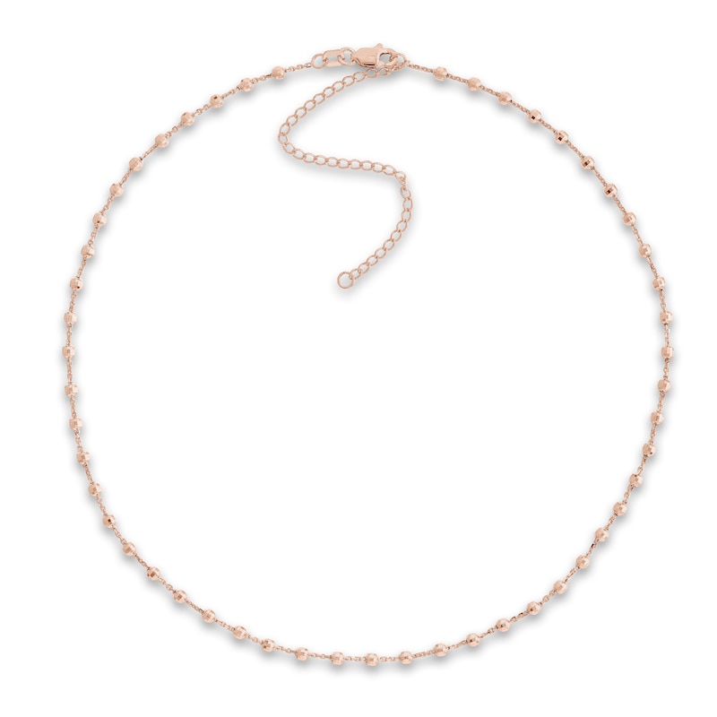 14k Rose Gold Diamond Cut Beaded Chain Necklace