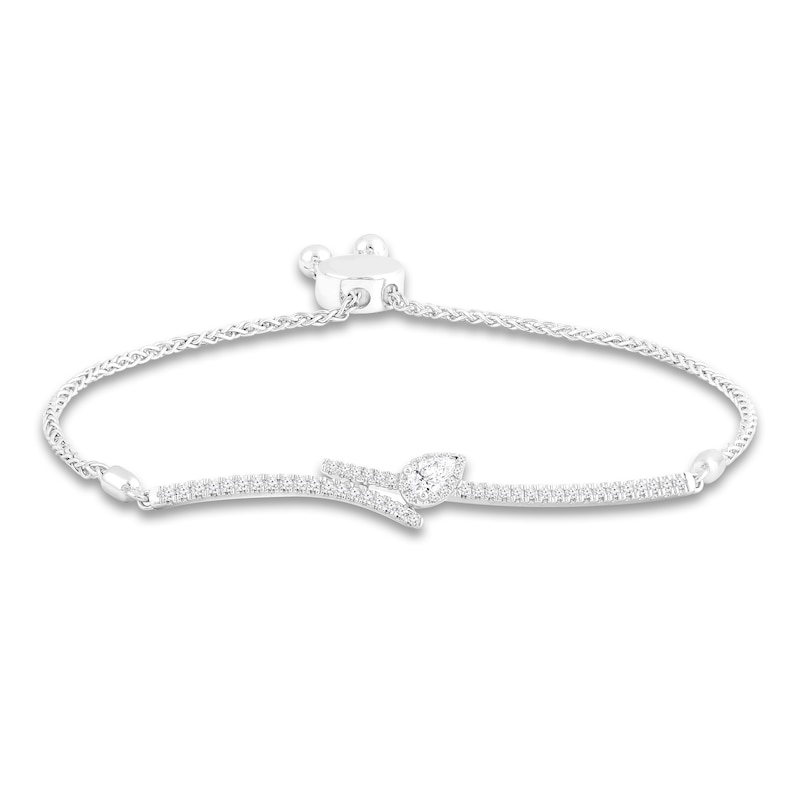 Diamond Bolo Bracelet 1/2 ct tw Pear/Round 10K White Gold