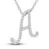 Thumbnail Image 1 of Diamond Letter A Pendant Necklace 1/10 ct tw Round 10K White Gold