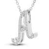 Thumbnail Image 2 of Diamond Letter A Pendant Necklace 1/10 ct tw Round 10K White Gold