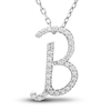 Thumbnail Image 1 of Diamond Letter B Pendant Necklace 1/10 ct tw Round 10K White Gold