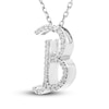 Thumbnail Image 2 of Diamond Letter B Pendant Necklace 1/10 ct tw Round 10K White Gold