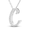 Thumbnail Image 1 of Diamond Letter C Pendant Necklace 1/10 ct tw Round 10K White Gold