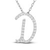 Thumbnail Image 0 of Diamond Letter D Pendant Necklace 1/10 ct tw Round 10K White Gold