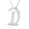 Thumbnail Image 1 of Diamond Letter D Pendant Necklace 1/10 ct tw Round 10K White Gold