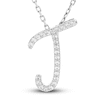 Thumbnail Image 1 of Diamond Letter T Pendant Necklace 1/10 ct tw Round 10K White Gold