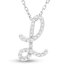 Thumbnail Image 1 of Diamond Letter L Pendant Necklace 1/10 ct tw Round 10K White Gold 18&quot;